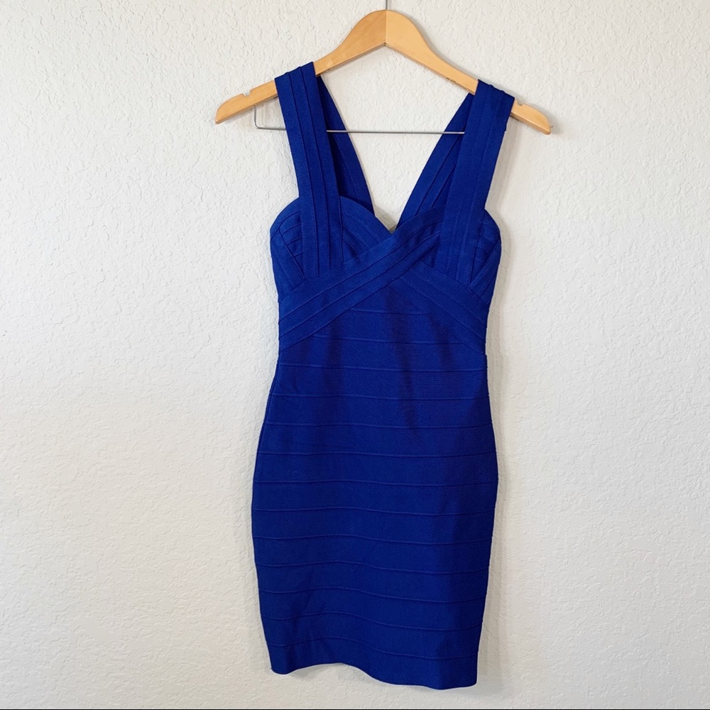 Herve Leger Royal Blue Bandage Mini Dress